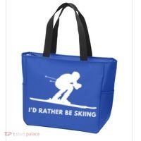 Id Rather Be Skiing Funny Quote For Skiers Ski Lover Gift Tote Bag thumb 3