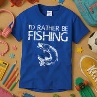 I'd Rather Be Fishing Gift Fisherman Great Gift Cute Gift Kids T-Shirt thumb 3