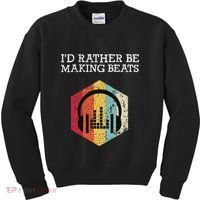 ID Rather Be Making Beats Beat Makers Music Producer Kids Sweatshirt thumb 0