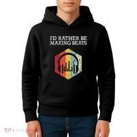 ID Rather Be Making Beats Beat Makers Music Producer Kids Hoodie thumb 4