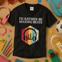 ID Rather Be Making Beats Beat Makers Music Producer Kids T-Shirt thumb 3