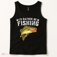I'd Rather be Fishing Fisher Loving Fish Lake River Mode Tank Top thumb 2