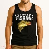 I'd Rather be Fishing Fisher Loving Fish Lake River Mode Tank Top thumb 3
