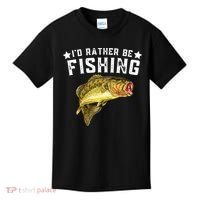 I'd Rather be Fishing Fisher Loving Fish Lake River Mode Kids T-Shirt thumb 0