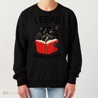 I Read Banned Books Black Cat Reader Librarian Freadom Women (1) Women's Sweatshirt thumb 0