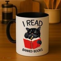 I Read Banned Books Black Cat Reader Librarian Freadom Women (1) Coffee Mug thumb 4