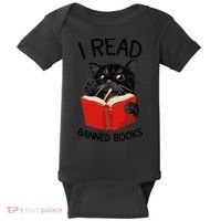 I Read Banned Books Black Cat Reader Librarian Freadom Women (1) Baby Bodysuit thumb 0