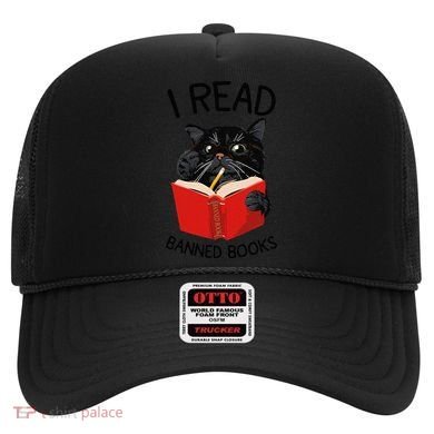 I Read Banned Books Black Cat Reader Librarian Freadom Women (1) Hat