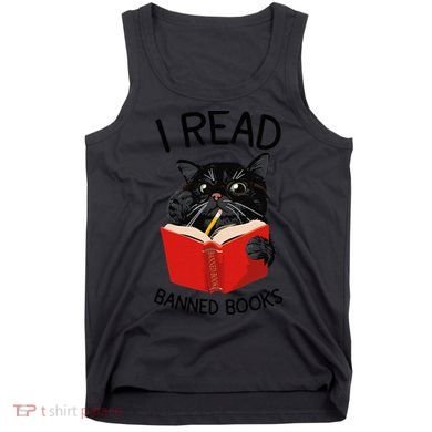I Read Banned Books Black Cat Reader Librarian Freadom Women (1) Tank Top