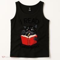 I Read Banned Books Black Cat Reader Librarian Freadom Women (1) Tank Top thumb 2