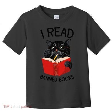 I Read Banned Books Black Cat Reader Librarian Freadom Women (1) Toddler T-Shirt