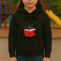 I Read Banned Books Black Cat Reader Librarian Freadom Women (1) Kids Hoodie thumb 3