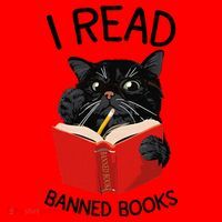 I Read Banned Books Black Cat Reader Librarian Freadom Women (1) Santa Hat thumb 1