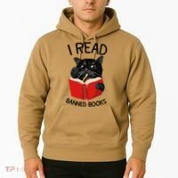 I Read Banned Books Black Cat Reader Librarian Freadom Women (1) Hoodie thumb 2