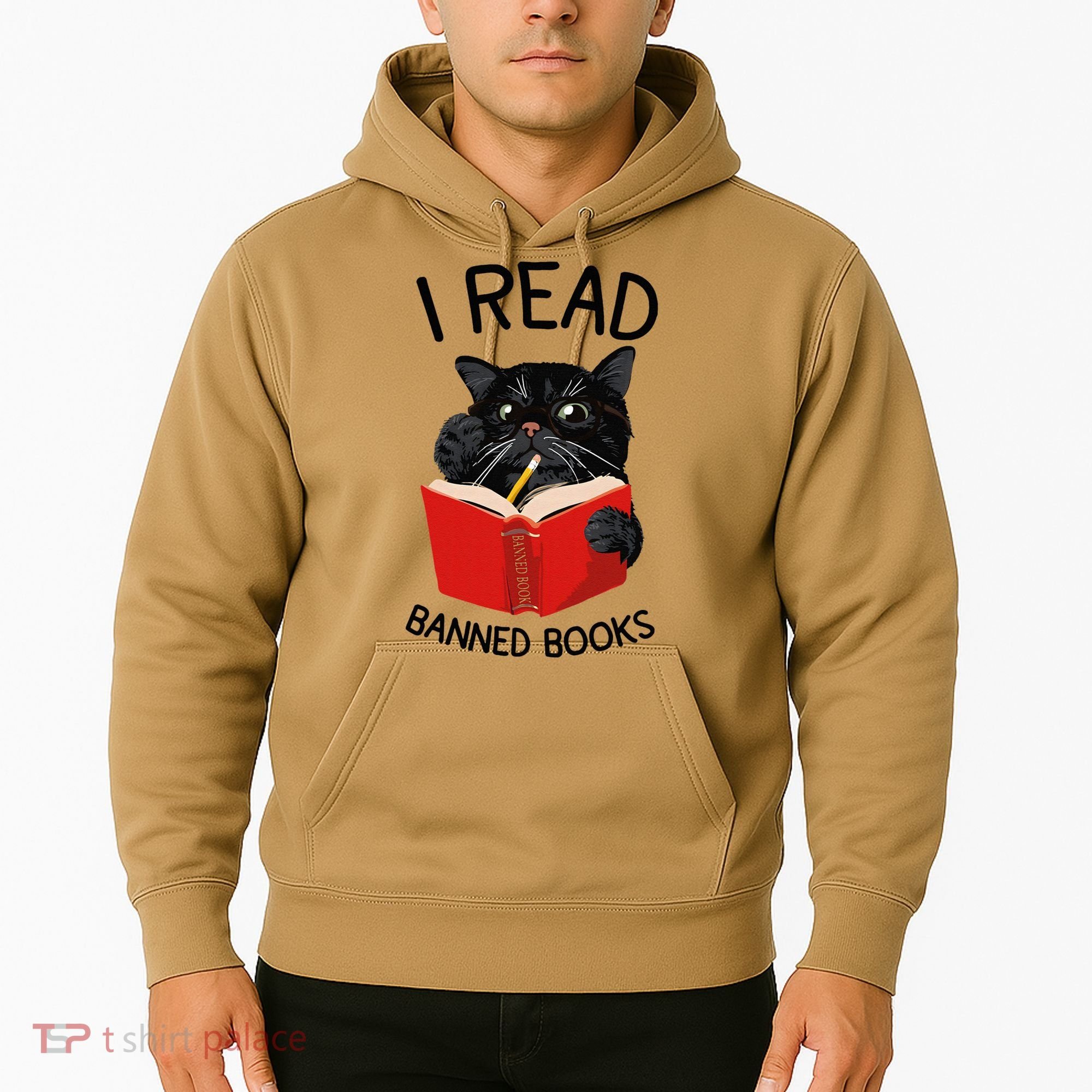 I Read Banned Books Black Cat Reader Librarian Freadom Women (1) Hoodie