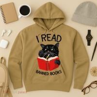 I Read Banned Books Black Cat Reader Librarian Freadom Women (1) Hoodie thumb 3