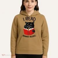I Read Banned Books Black Cat Reader Librarian Freadom Women (1) Hoodie thumb 5