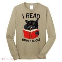 I Read Banned Books Black Cat Reader Librarian Freadom Women (1) Long Sleeve Shirt thumb 0