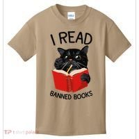 I Read Banned Books Black Cat Reader Librarian Freadom Women (1) Kids T-Shirt thumb 0