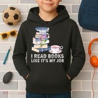 I Read Books Like Its My Job School Librarian Kids Hoodie thumb 2