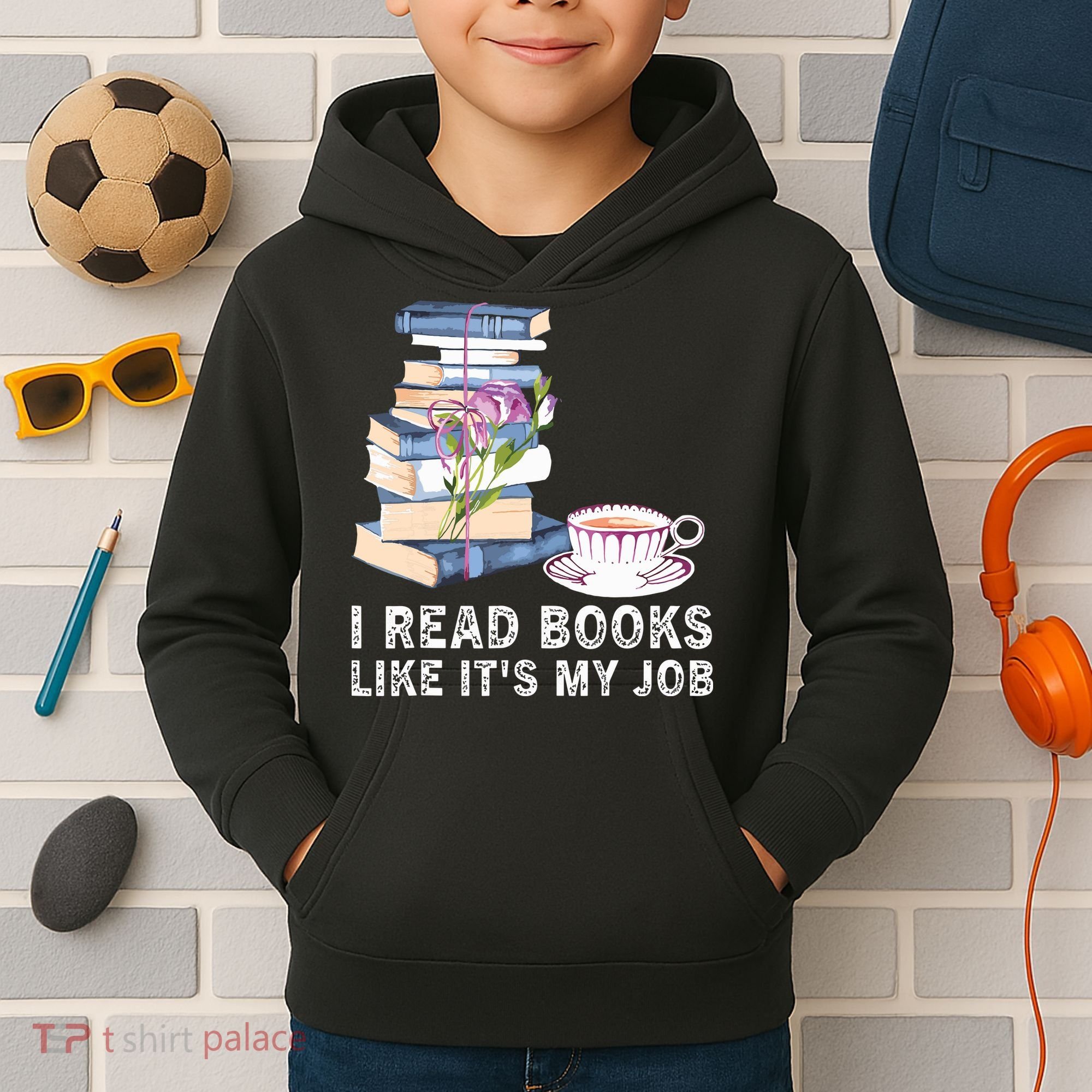 I Read Books Like Its My Job School Librarian Kids Hoodie