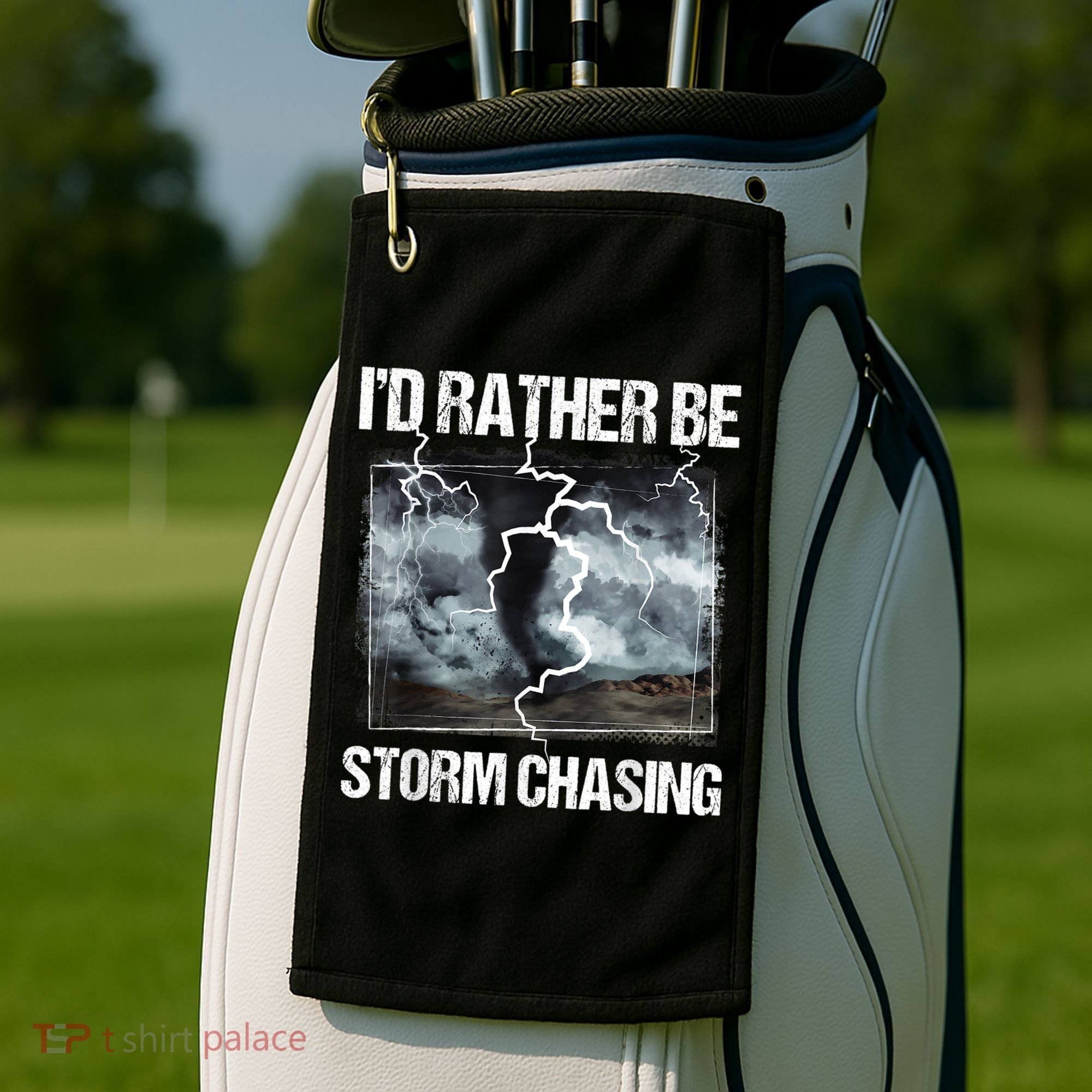 I'd Rather Be Storm Chasing Funny Gift Tornado Chaser Meteorology Golf Towel