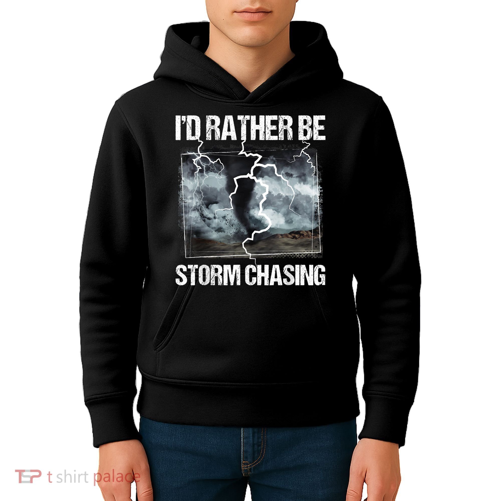 I'd Rather Be Storm Chasing Funny Gift Tornado Chaser Meteorology Kids Hoodie