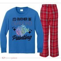 I'd Rather Be Diamond Painting Gift Painter Artist Gift Kids Long Sleeve Plaid Pajama Set thumb 0