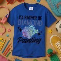 I'd Rather Be Diamond Painting Gift Painter Artist Gift Kids T-Shirt thumb 3