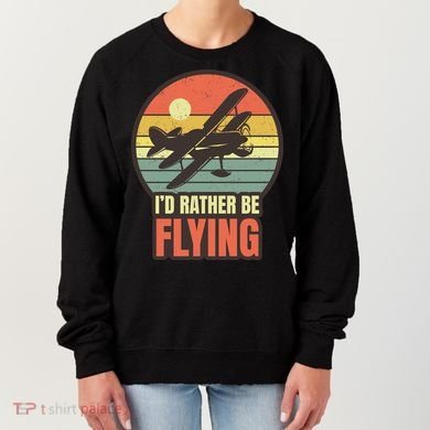 Id Rather Be Flying Aviation Pilot Flight Retro Sunset Meaningful Gift Women's Sweatshirt