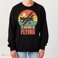 Id Rather Be Flying Aviation Pilot Flight Retro Sunset Meaningful Gift Women's Sweatshirt thumb 0
