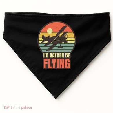 Id Rather Be Flying Aviation Pilot Flight Retro Sunset Meaningful Gift USA-Made Doggie Bandana