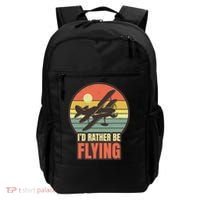 Id Rather Be Flying Aviation Pilot Flight Retro Sunset Meaningful Gift Backpack thumb 0