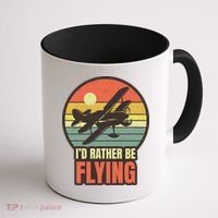Id Rather Be Flying Aviation Pilot Flight Retro Sunset Meaningful Gift Coffee Mug thumb 1