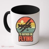 Id Rather Be Flying Aviation Pilot Flight Retro Sunset Meaningful Gift Coffee Mug thumb 0