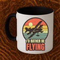 Id Rather Be Flying Aviation Pilot Flight Retro Sunset Meaningful Gift Coffee Mug thumb 2