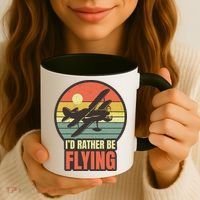 Id Rather Be Flying Aviation Pilot Flight Retro Sunset Meaningful Gift Coffee Mug thumb 3