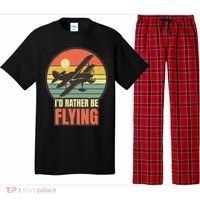 Id Rather Be Flying Aviation Pilot Flight Retro Sunset Meaningful Gift Pajama Set thumb 0