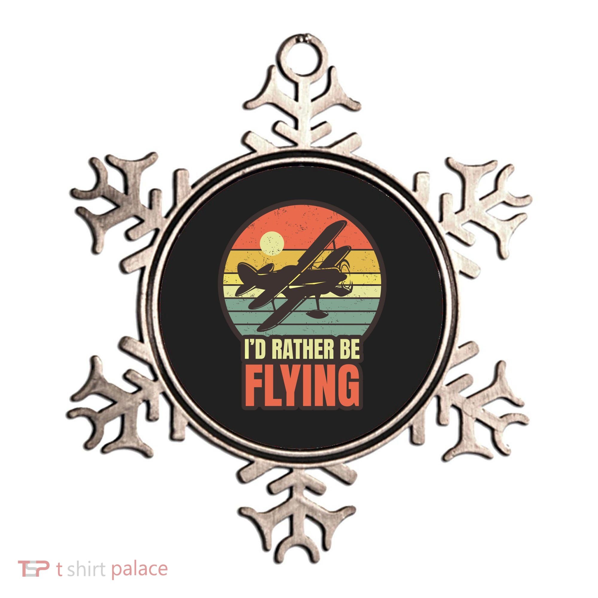 Id Rather Be Flying Aviation Pilot Flight Retro Sunset Meaningful Gift Ornament