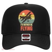 Id Rather Be Flying Aviation Pilot Flight Retro Sunset Meaningful Gift Hat thumb 0