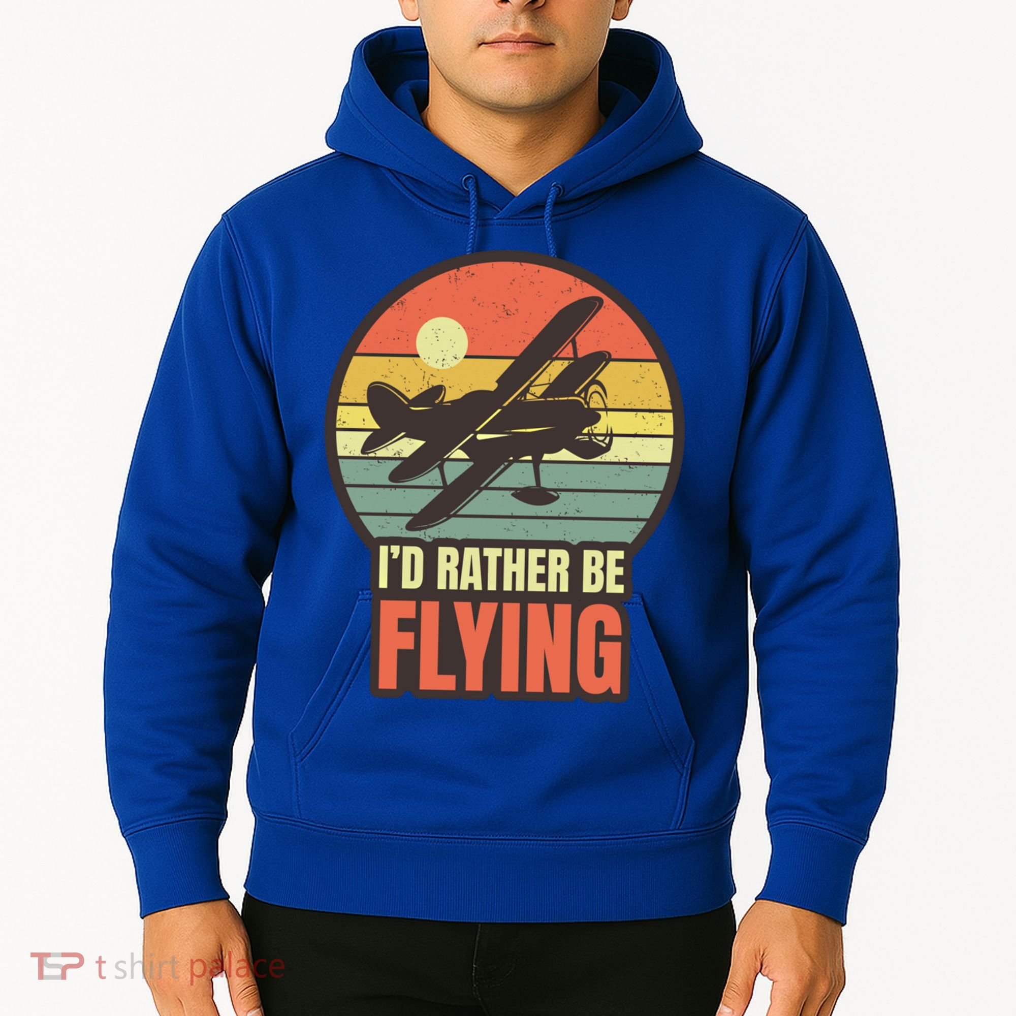Id Rather Be Flying Aviation Pilot Flight Retro Sunset Meaningful Gift Hoodie