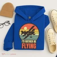 Id Rather Be Flying Aviation Pilot Flight Retro Sunset Meaningful Gift Hoodie thumb 4