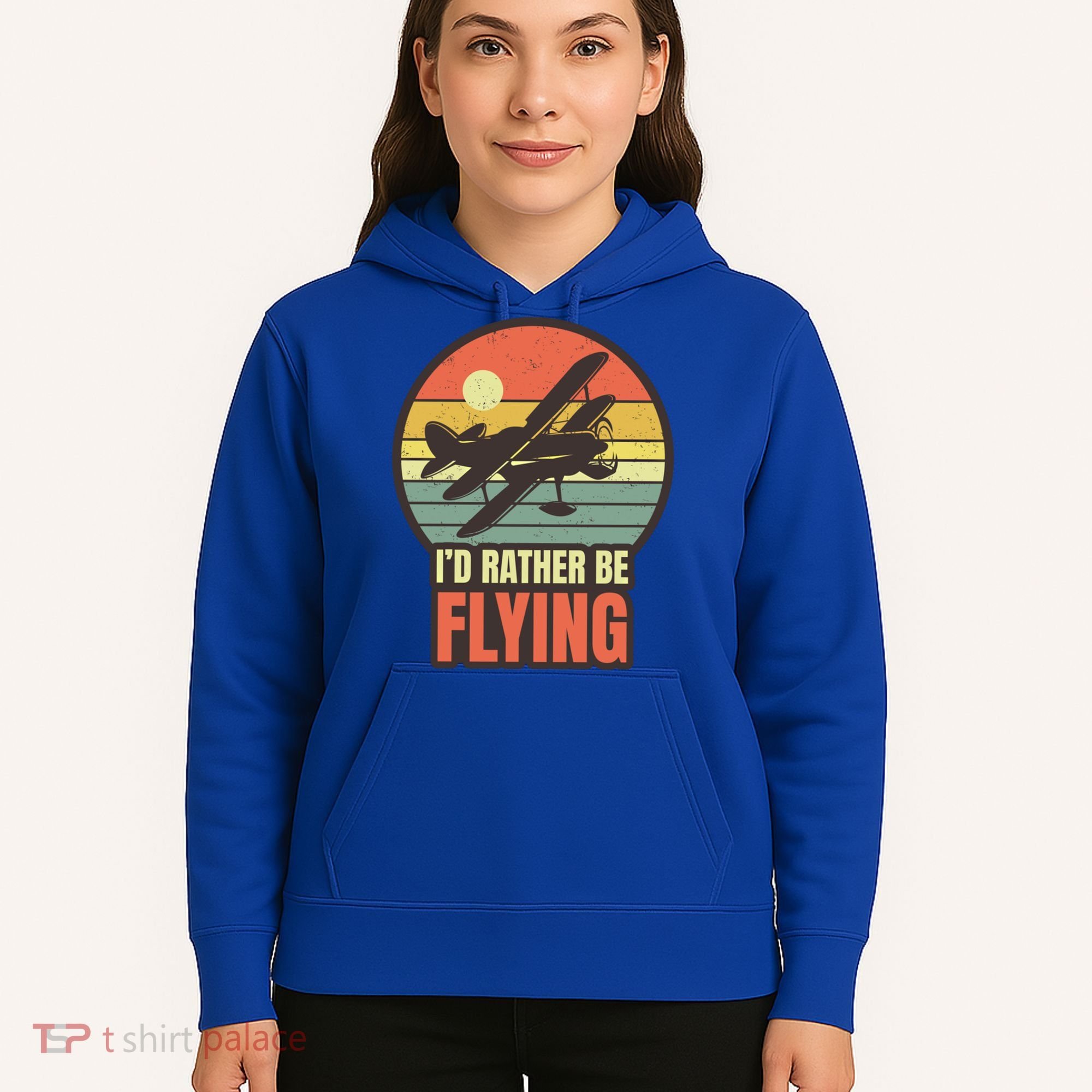Id Rather Be Flying Aviation Pilot Flight Retro Sunset Meaningful Gift Hoodie
