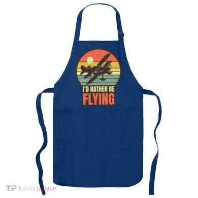 Id Rather Be Flying Aviation Pilot Flight Retro Sunset Meaningful Gift Apron