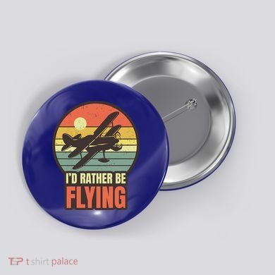 Id Rather Be Flying Aviation Pilot Flight Retro Sunset Meaningful Gift Button