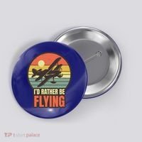 Id Rather Be Flying Aviation Pilot Flight Retro Sunset Meaningful Gift Button thumb 0