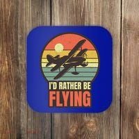 Id Rather Be Flying Aviation Pilot Flight Retro Sunset Meaningful Gift Coaster thumb 0