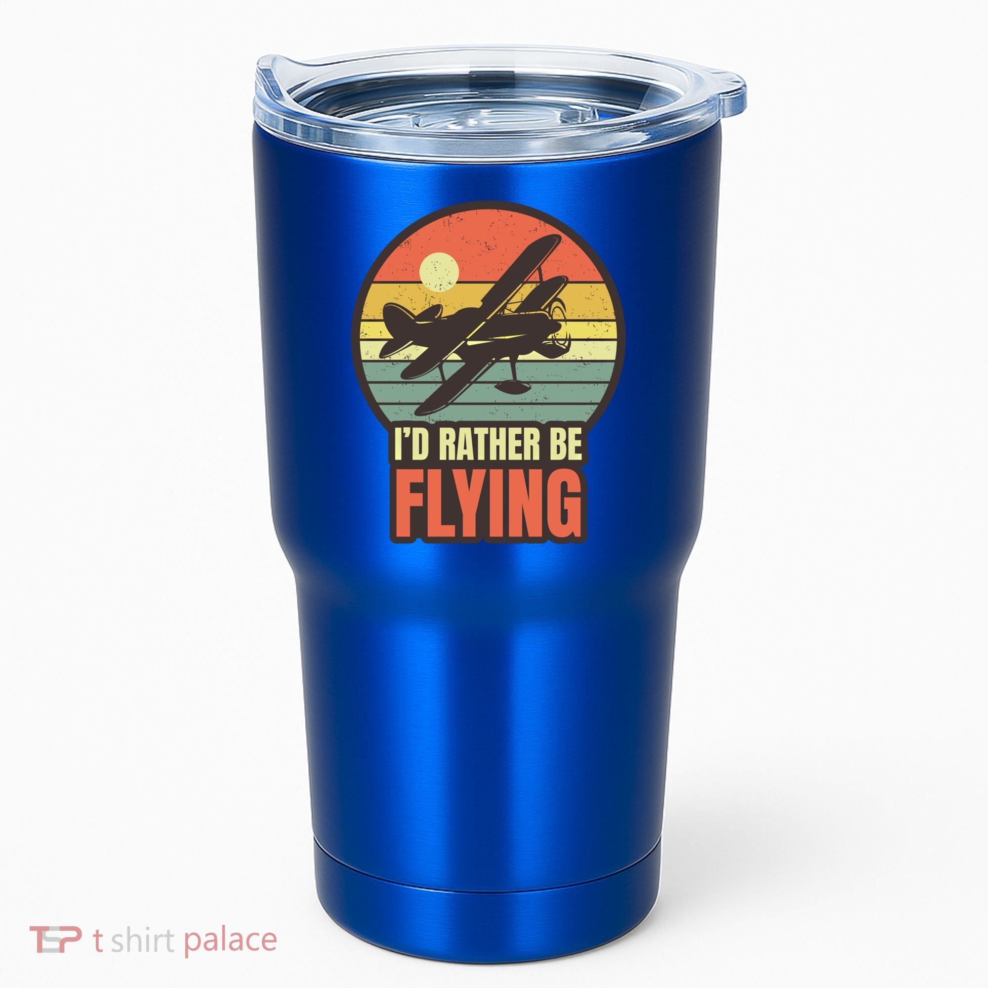 Id Rather Be Flying Aviation Pilot Flight Retro Sunset Meaningful Gift Tumbler