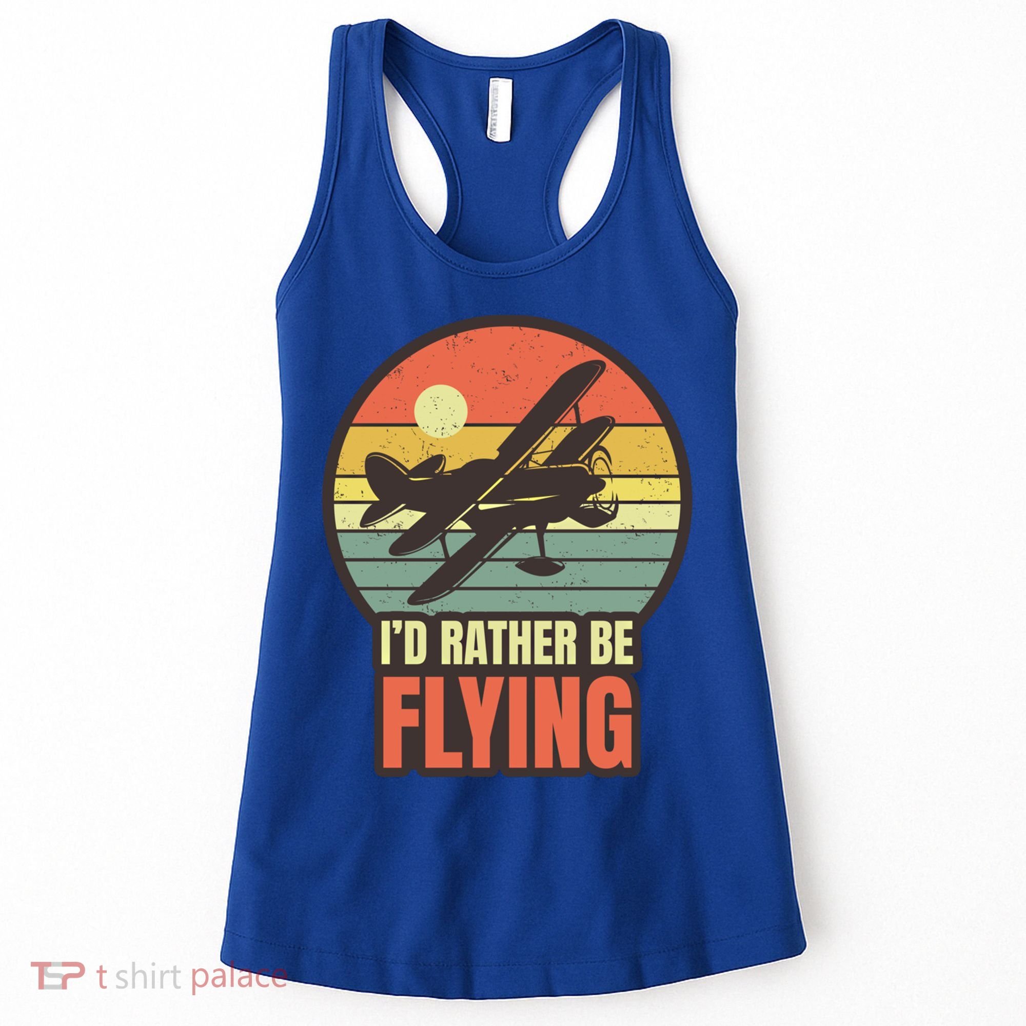 Id Rather Be Flying Aviation Pilot Flight Retro Sunset Meaningful Gift Women's Tank Top