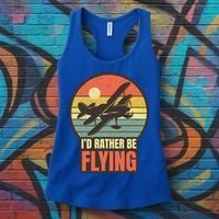 Id Rather Be Flying Aviation Pilot Flight Retro Sunset Meaningful Gift Women's Tank Top thumb 3